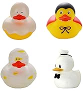 Norhogo 4 STK Neuheit Sortierte Gummi Enten Bade Enten Spielzeug, Quietscheente zum Baden und Spi...