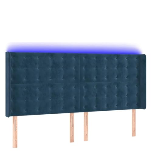 Genérico Wenjingqi Cabecero con LED de Terciopelo Azul Oscuro 183x16x118/128 cm, Azul 3124546