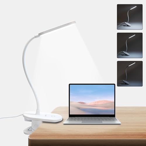 LQWELL® Klemmlampe Leselampe Bett, Dimmbare Klemmleuchte, 3 Helligkeitsstufen & 360° Flexible Klemme Schreibtischlampe für Heimbüro (Weiß) LQWELL® Klemmlampe Leselampe Bett, Dimmbare Klemmleuchte, 3 Helligkeitsstufen & 360° Flexible Klemme Schreibtischlampe für Heimbüro (Weiß)