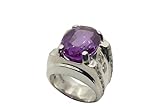 Big Purple Created Amethyst Channel Set Ring: Sterling Silver 925 Handmade Mens Bold Jewelry (12)