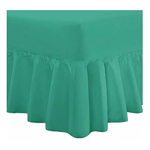 HOME ACE® Teal Non Iron Percale Super King Size Valance Sheet Polycotton Fitted Valance Sheets, Fitted Valance Sheet Super Kingsize Bed, Poly Cotton Super King Size Bed Valance Sheet Cover