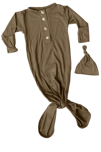 Image of Stroller Society Newborn Knotted Baby Gown and Hat Set for Baby Boy or Baby Girl