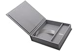 Elegant Foto-Box mit USB Slot (rechteckig). Geschenkbox für USB-Sticks und Fotoabzüge, Aufbewahrungsbox Hochzeitsbox, Erinnerungsbox, Fotogeschenk (HGrau, 18x18 cm)