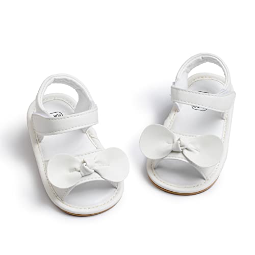 Image of Meckior Baby Toddler Infant Girls PU Leather Soft Open Toe Summer Sandals Flower Princess Flat Shoes