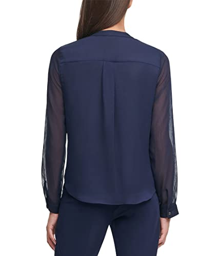 Tommy Hilfiger Women's Classic Long Sleeve Ruffle Front Blouse3