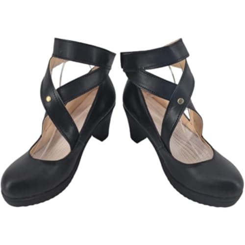 Genérico Zapatos De Cosplay De Anime Para Mujer Para Kasumi Yoshizawa Fancy Stage Performance Props Boots Hechos A Medida Halloween Christma Comic Con (Negro,34)