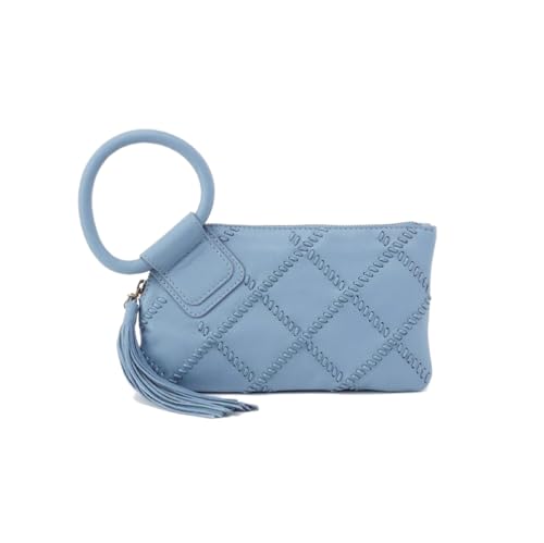 Image of HOBO Sable Leather Wristlet Clutch with Circular Handle, Zippered Closure, Credit Card Organizer, & Interior Zip Pocket
