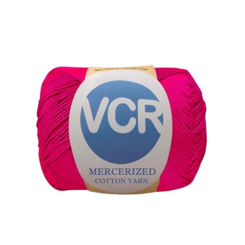 Image of VCR 4 Ply Pink 100% Mercerized Cotton Yarn, 60 Grams Hank, 190 Meters Length, Cotton Combed Ball, Smooth and Glossy Crochet Yarn for Crochet and Knitting, Pack of 1, Suitable for DIY Crafts