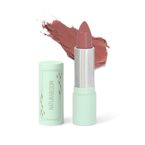 Image of NATURABLOOM Hydrating Lipstick Long Lasting (Petalia) - 90% Natural, Vegan Nude Brown Lipstick, Highly-Pigmented Moisturising with Natural Oils, Vitamin E and D, Cream Finish Lip Color