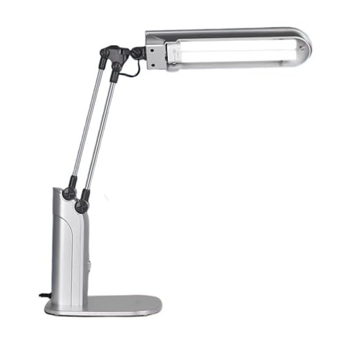 mZ7jGu1 Lámpara de escritorio, lámpara fluorescente 27 vatios, lectura, oficina con efecto luz diurna 6500 K interruptor una tecla y brazo ajustable, aleación aluminio Lámpara de mesita de noche