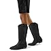 mysoft Women's Cowboy Boots Mid Calf Cowgirl Embroidered Western Pointed Toe Chunky Heel Pull On Knee High Boots