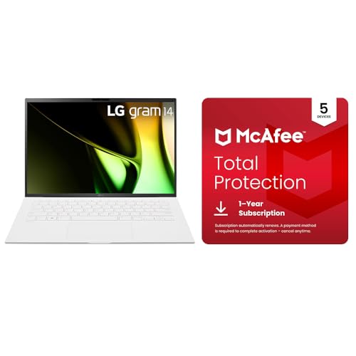 Image of LG gram 14-Inch Laptop Intel Core Ultra 5 (8GB /512GB SSD) + McAfee Total Protection 5-Device Security Software 1-Year Subscription Bundle