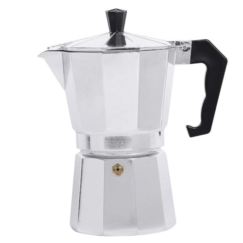 Image of Definite Aluminum Stovetop Espresso Coffee Maker - 3 Cup Moka Pot for Rich Italian Coffee | Classic Silver Percolator | Easy to Use, Heat-Resistant Handle | Perfect for Home & Office Brewing