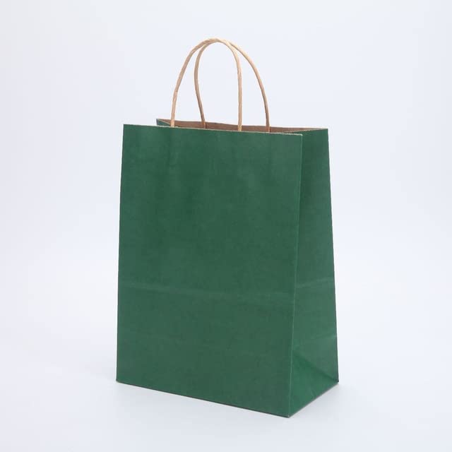 10/20/50 szt. DIY wielofunkcyjna miękka kolorowa torba papierowa z uchwytami festiwal torba na prezent torby na zakupy torba do pakowania papieru kraftowego - zielona, 32 x 25 x 11 cm, 50 szt