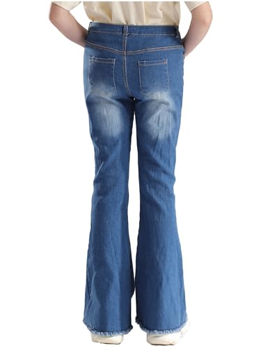 Hansber Jeans for Girls Flare Jeans Bell Bottoms Denim Pants Split Raw Hem Summer Casual Denim Trousers4