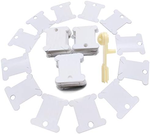 300 Pieces Plastic Floss Bobbins with 1 Bobbin White Winders for Cross Stitch Cotton Thread Craft DIY Sewing Storage, Thread Organizer Holder Set Embroidery Thread Cards Cross Stitch Bobbin 300 + 1