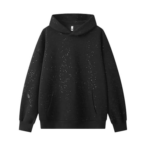 GURUNVANI Glitter Hooded Sweatshirt Unisex Sparkle Pullover Hoodies Mens Club Party Wear, Black, Small Cover
