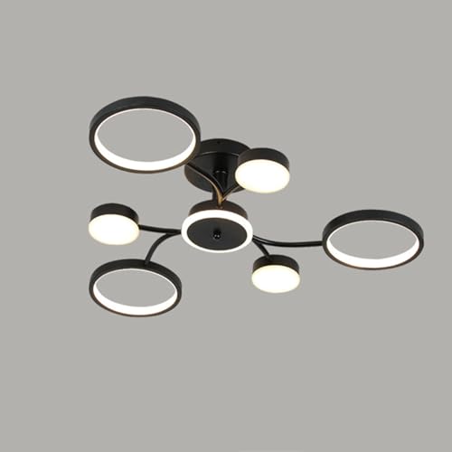 Plafonnier dimmable LED noir avec télécommande pour salon et chambre