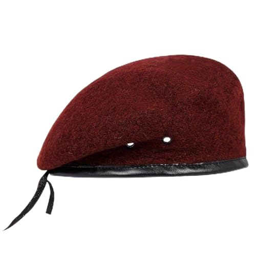 Béret pour femme confortable rouge vin ajusté pour le froid hivernal