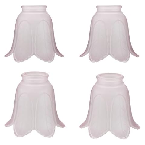 Aspen Creative 23102-4A Transitional Pink Rose Leaf Ceiling Fan Replacement Glass Shade, 2-1/8" Fitter Size x 5" Diameter x 4-1/4" Height, 4 Pack Cover