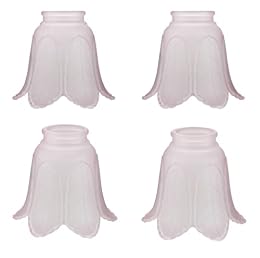 Aspen Creative 23102-4A Transitional Pink Rose Leaf Ceiling Fan Replacement Glass Shade, 2-1/8" Fitter Size x 5" Diameter x 4-1/4" Height, 4 Pack