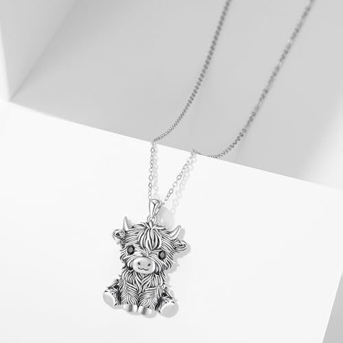 Cow and Highland Cow Necklace Sterling Silver S925 Jewelry Italian Horn Pendant for Women3