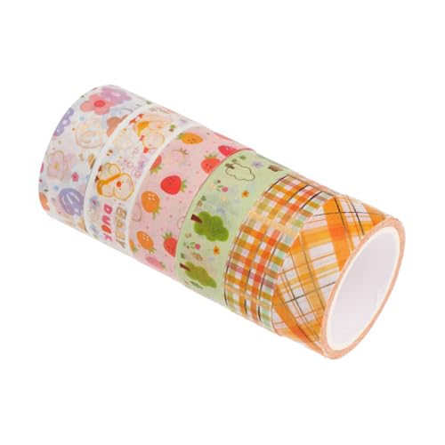 EXCEART 6rollos Cinta Adhesiva Washi Tape Decoración para Cuadernos Manualidades DIY Colores Vibrantes