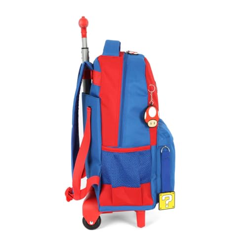 Mochila Infantil Rodinha Super Mário com Lancheira e Estojo Azul MC47562MO