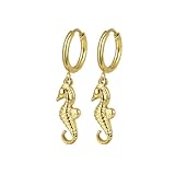 18K Gold Plated Hypoallergenic Starfish/Conch/Dolphin/Shell/Seahorse/Octopus Drop Dangle Earrings Jewelry Women Summer Beach Marine Organisms Style Earrings Gift (Gold7)