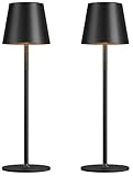 Cordless Table Lamp Rechargeable Black - KK 2 Pack 5000mAH Battery Operated Lamp for Counter, 3 Color Stepless Dimming Waterproof LED Wireless Lamp for Dining Kitchen, Outdoor Patio, Touch Control