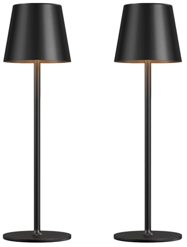 Cordless Table Lamp Rechargeable Black - KK 2 Pack 5000mAH Battery Operated Lamp for Counter, 3...