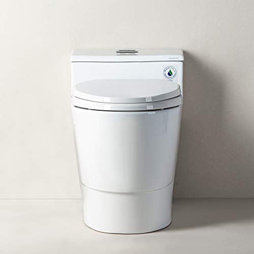 WOODBRIDGE T-0048 Modern One Piece Elongated High Effiency Toilet with Manual Operated Soft-Closed Bidet Seat, White