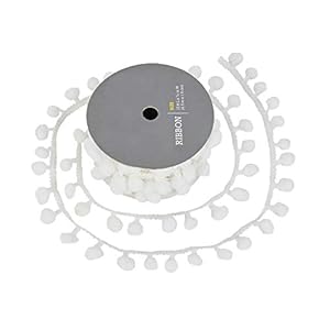 PandaHall 5 Yards Weiße Pompons Fransenborte