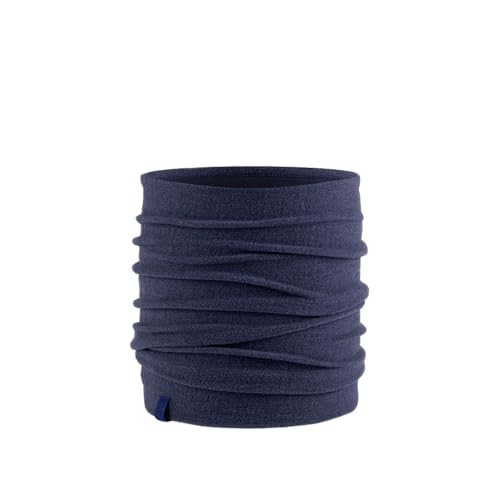 Buff Merino Wool Fleece Neck Gaiter, 100% Ethically Sourced Wool, Versatile, Temperature Regulating Face Mask, Solid Navy, Adult Size