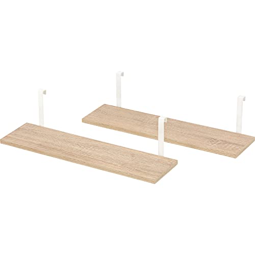 萩原 つっぱり ラック 追加棚 オプション ウォールラック 木目調 2枚セット 幅60 奥行17.5 高さ15 モダン シンプル ナチュラル×ホワイト KTR-3142-T60NW