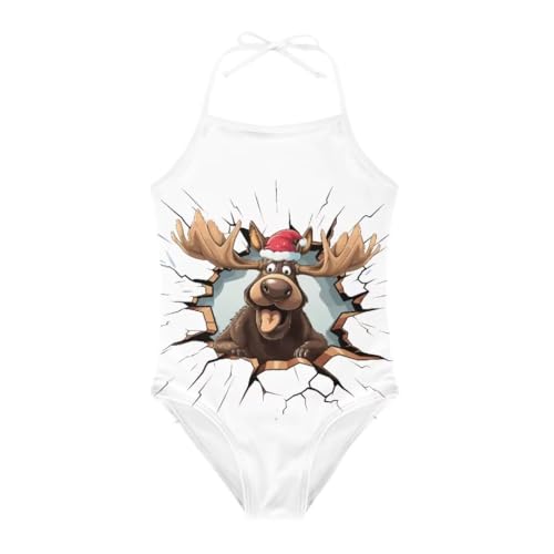 Image of Christmas Kids One-Piece Halter Swimsuits Beach Swimwear Bathing Suit for 3-10 Years Girls