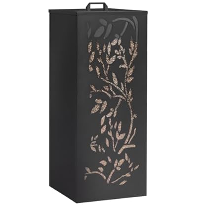 Foto di IDMarket - Contenitore per pellet da 55 kg, colore nero, 36 x 36 x 87 cm, motivo floreale