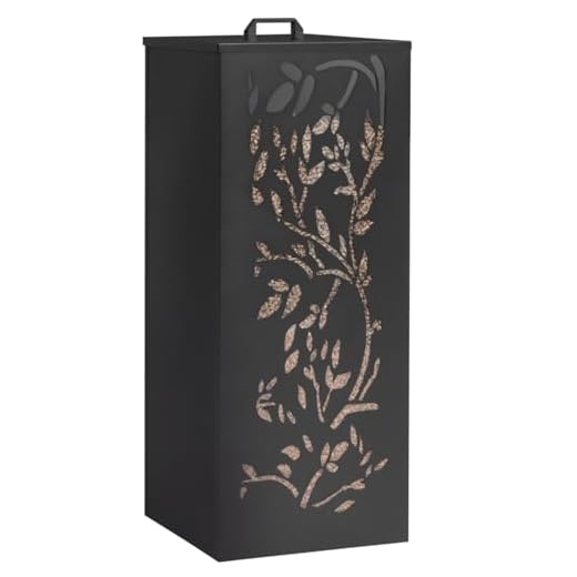 IDMarket - Depósito de pellets de 55 kg, color negro, almacenamiento de pellets, 36 x 36 x 87 cm, diseño floral