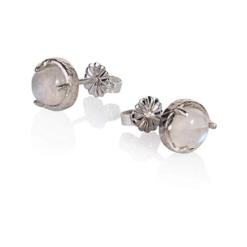 Rainbow Moonstone Stud Earrings 925 Sterling Silver Post studs Small 6mm Natural For Women Jewelry -  AVNIS