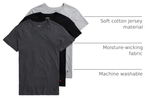 Image of POLO RALPH LAUREN Men's T-Shirt, 3-Pack, Classic Men's Cotton Crewneck Shirts, Moisture-Wicking, (Long, Big & Tall)