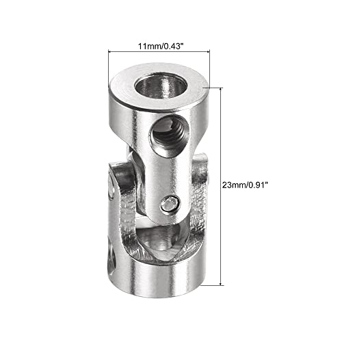 sourcing map 4 Stück Drehbare Kreuzgelenk Wellenkupplung 5mm bis 5mm Innendurchm. L23 x D11 mit Schrauben und Schraubenschlüssel für RC Modell