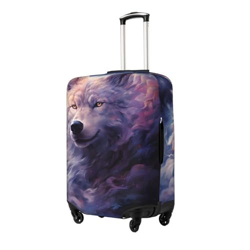 Colorful Galaxy Wolf Print Suitcase Covers Protectors, Luggage Covers For 18~32" Suitcase, Accessories Washable Elastic Luggage Protective Cover2