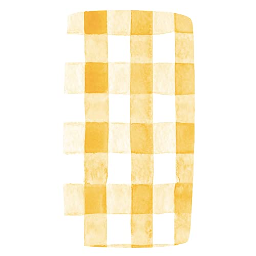 Image of Dear Baby Gear Deluxe Baby Crib Sheet - Cotton Polyester Infant Sheets - Soft Machine-Washable Crib Mattress Cover - Newborn Nursery Bedsheet - Watercolor Yellow Mustard Plaid Print, 52 inchx28 inchx10 inch