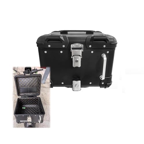 Aluminum Alloy Motorcycle Trunk Box Bag Motorcycle Tail Bag Waterproof With Security Lock Motorcycle Top Case 40 45l Motorcycle Helmet Bag For Back Seat Motorcycle Luggage Bag With Backrest(Black,40l)