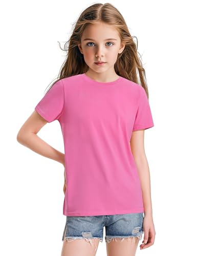 KEREDA 4 Pack Girls Short Sleeve Shirts Cotton T-Shirts Summer Basic Tees Tops Clothes for Kids - Image 5