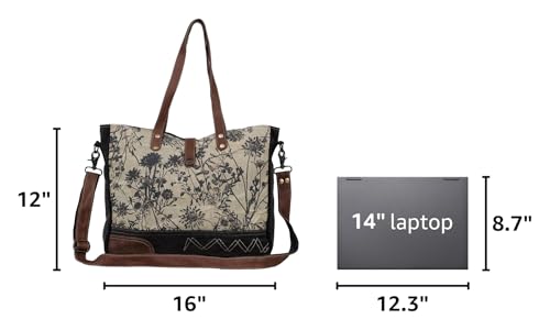 Image of Myra Bag Floral Purses for Women - Canvas Floral Purse with Genuine Leather Accents, Casual Everyday Women's Flower Bag