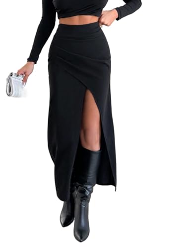 Women's Summer Plain High Slit Midi Skirt Going Out Outfits