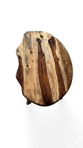 Image of Solid Sheesham Wood Coffee Table | Live Edge Natural Shape Center Piece | Wooden Furniture for Living Room Home Decor | Modern Low Height Floor Seating Tea Unit | Unique Grain Design | Natural Finish