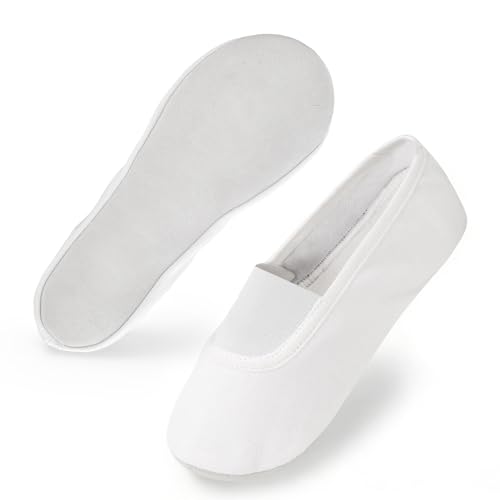 Comfyouth Chaussons de gymnastique unisexes pour filles, garçons et femmes, chaussures de gymnastique en toile pour enfants, semelle en cuir de vachette,...