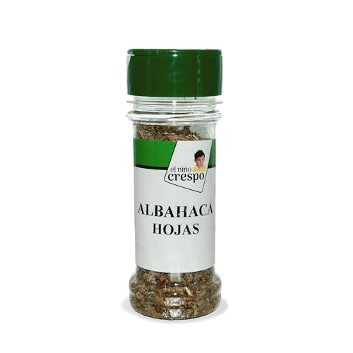El Niño Crespo - Bote de Especias de Albahaca 12 g - Ideal para Aromatizar Carnes, Pescados y Pastas - Ayuda a Realizar una Correcta Digestión - Especias en Bote de Plástico Resistente PET